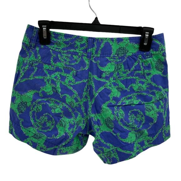 Lilly Pulitzer Blue Cotton Green Elephant Callahan Shorts - Picture 5 of 10
